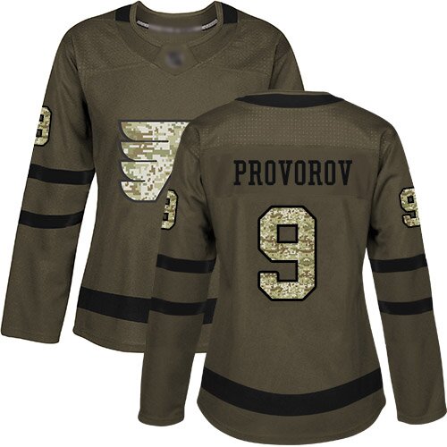 Women's Philadelphia Flyers #9 Ivan Provorov Green Authentic Salute To Service Hockey Jersey