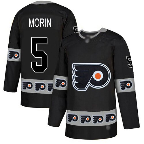 Men's Philadelphia Flyers #55 Samuel Morin Black Authentic Team Logo Fashion Hockey Jersey