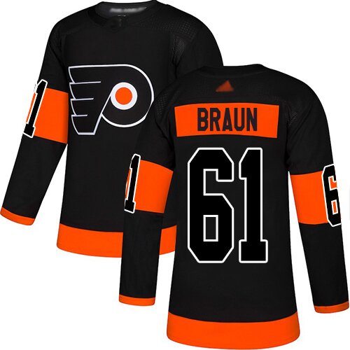 Youth Philadelphia Flyers #61 Justin Braun Black Alternate Premier Hockey Jersey