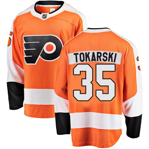 Youth Philadelphia Flyers #35 Dustin Tokarski Fanatics Branded Orange Home Breakaway NHL Jersey