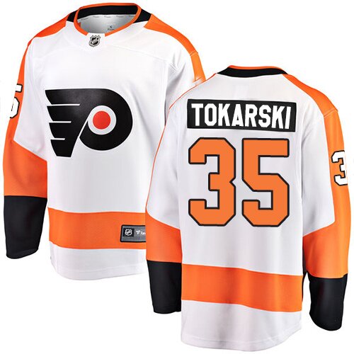 Youth Philadelphia Flyers #35 Dustin Tokarski Fanatics Branded White Away Breakaway NHL Jersey