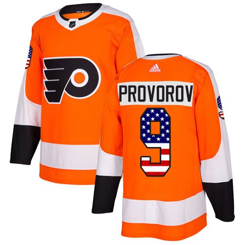Youth Philadelphia Flyers #9 Ivan Provorov Orange Authentic USA Flag Fashion Hockey Jersey