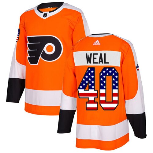 Youth Philadelphia Flyers #40 Jordan Weal Orange Authentic USA Flag Fashion Hockey Jersey