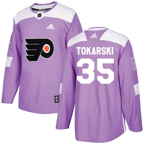 Youth Philadelphia Flyers #35 Dustin Tokarski Adidas Purple Authentic Fights Cancer Practice NHL Jersey