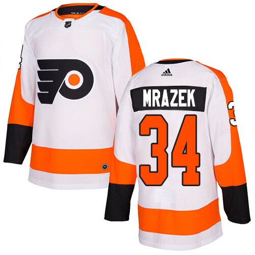 Women's Philadelphia Flyers #34 Petr Mrazek Adidas White Away Authentic NHL Jersey