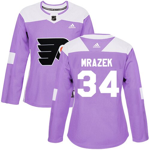 Women's Philadelphia Flyers #34 Petr Mrazek Adidas Purple Authentic Fights Cancer Practice NHL Jersey