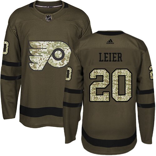 Youth Philadelphia Flyers #20 Taylor Leier Adidas Green Premier Salute To Service NHL Jersey
