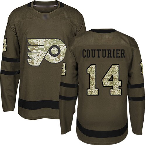 Men's Philadelphia Flyers #14 Sean Couturier Adidas Green Authentic Salute To Service NHL Jersey