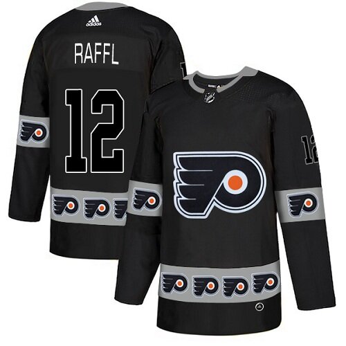 Men's Philadelphia Flyers #12 Michael Raffl Black Authentic Team Logo Fashion Hockey Jersey