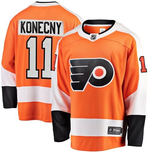 Men's Philadelphia Flyers #11 Travis Konecny Fanatics Branded Orange Home Breakaway Hockey Jersey