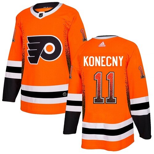 Men's Philadelphia Flyers #11 Travis Konecny Orange Authentic Drift Fashion Hockey Jersey