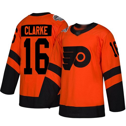 Women's Philadelphia Flyers #16 Bobby Clarke Orange Authentic 2019 Stadium Series Hockey Jersey