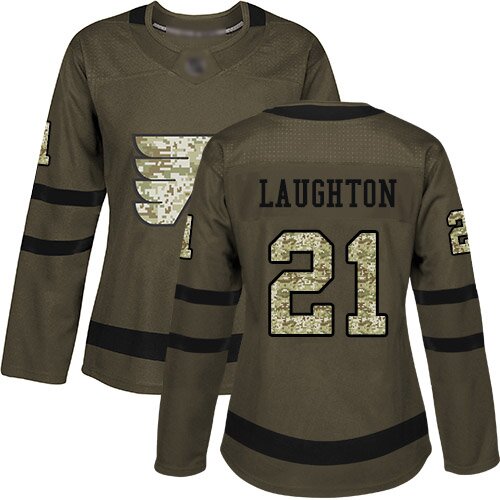 Women's Philadelphia Flyers #21 Scott Laughton Green Authentic Salute To Service Hockey Jersey
