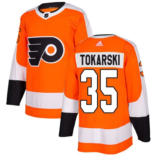 Youth Philadelphia Flyers #35 Dustin Tokarski Adidas Orange Home Authentic NHL Jersey