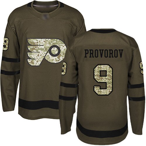 Youth Philadelphia Flyers #9 Ivan Provorov Green Authentic Salute To Service Hockey Jersey