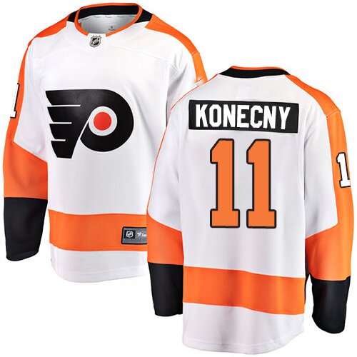 Men's Philadelphia Flyers #11 Travis Konecny Fanatics Branded White Away Breakaway Hockey Jersey