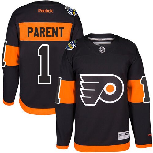 Men's Philadelphia Flyers #1 Bernie Parent Orange Authentic 2019 Stadium Series Hockey Jersey